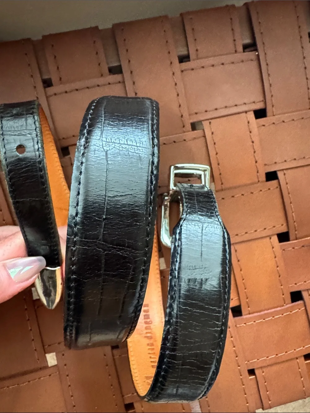 Martin Dingman Black Alligator Leather Belt with Silver Buckle 85 / 34